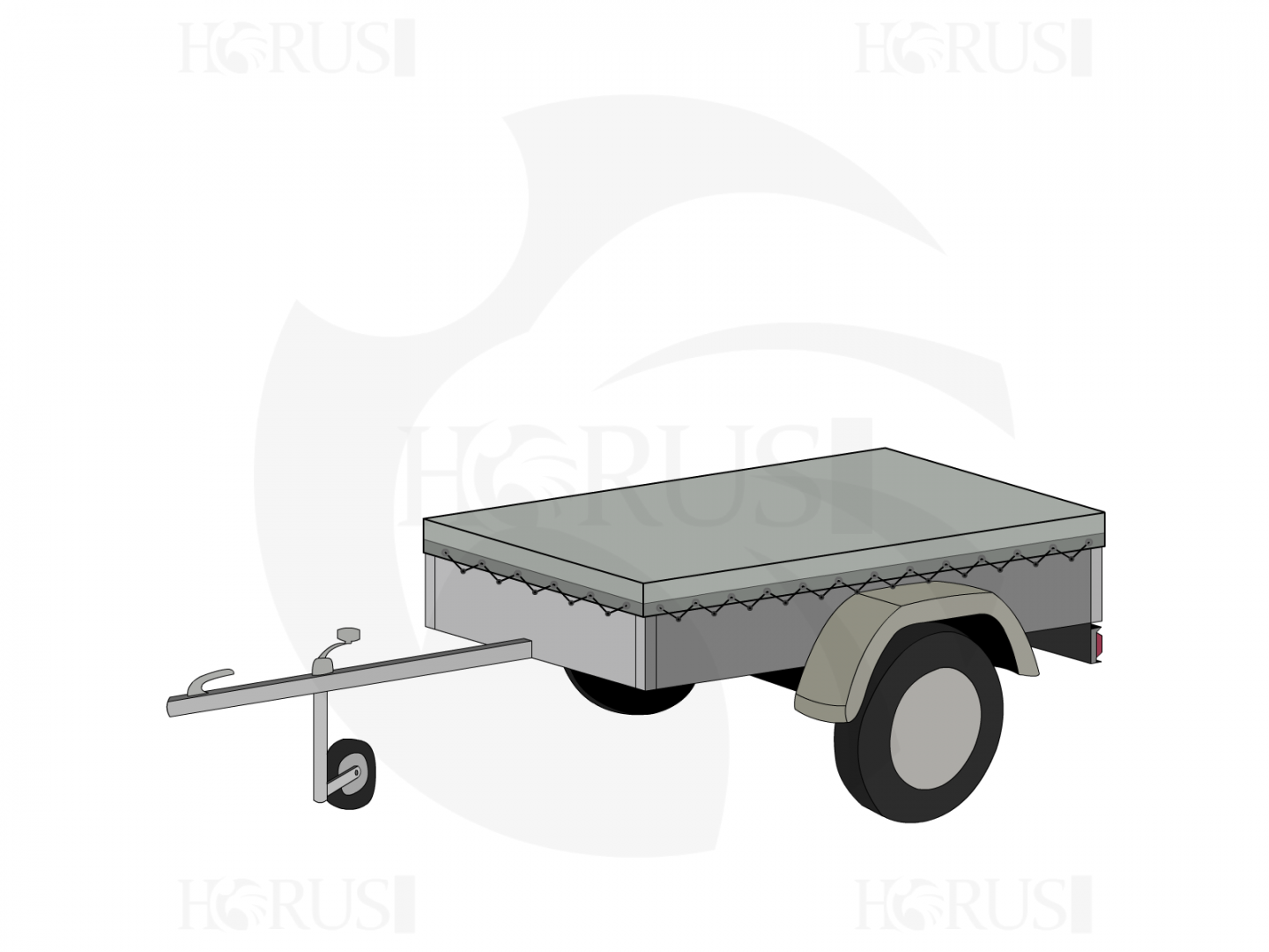 Bâche pour remorque ERKA Type980 PTAC 495 kg N°1590598  en Membrane PVC 670gr/m² Gris clair RAL 7038