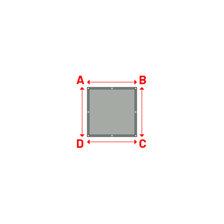 Bâche plate rectangle sur mesure en Membrane PVC 670gr/m² - Etanche Gris clair RAL 7038 - 1.00x1.00m