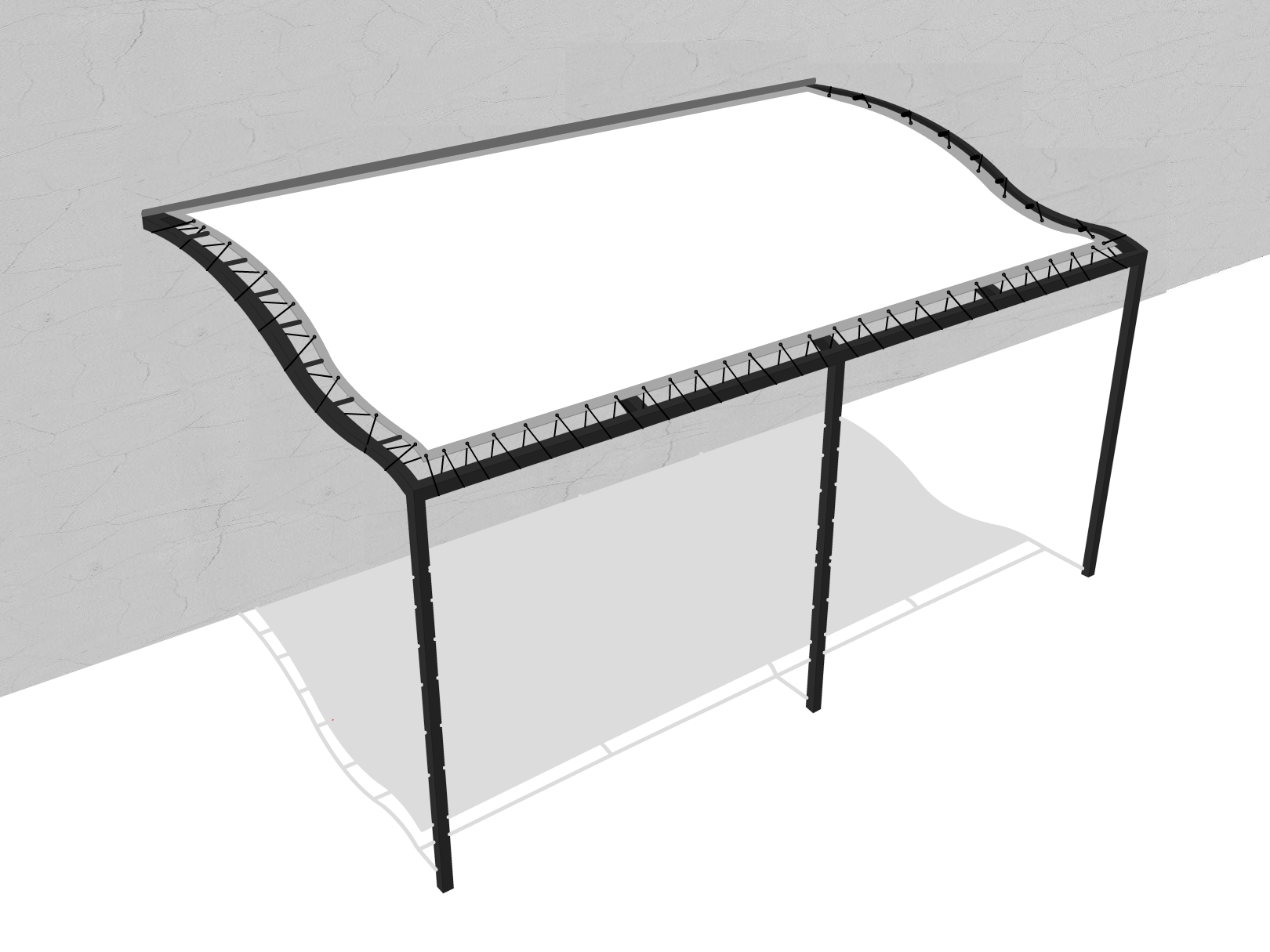 Bâche pour pergola métallique murale à vague en Protect 670 : La référence en matière de protection étanche Blanc RAL 9016