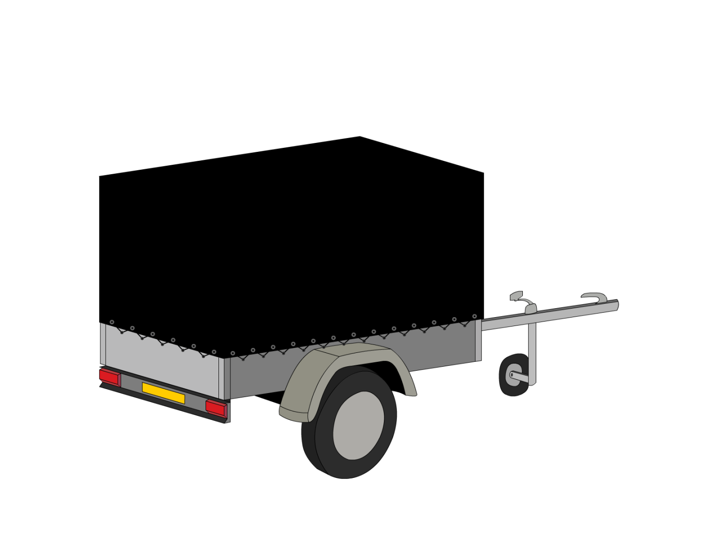 Bâche pour remorque bagagère Haute droite en Protect 670 : La référence en matière de protection étanche Noir RAL 9005