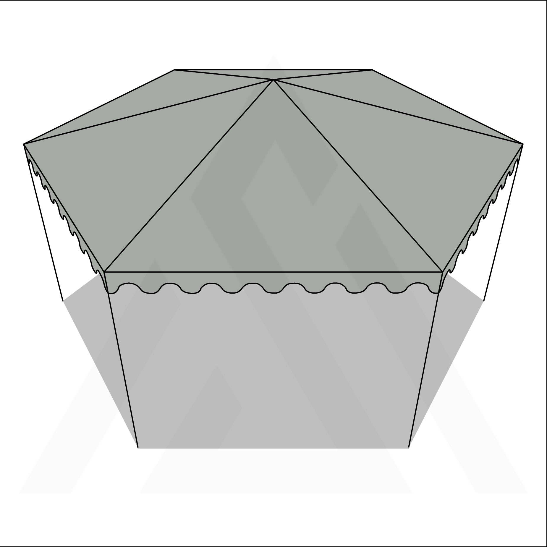 Bâche tonnelle hexagonale en Protect 670 : La référence en matière de protection étanche Gris clair RAL 7038 - 6x1.6m