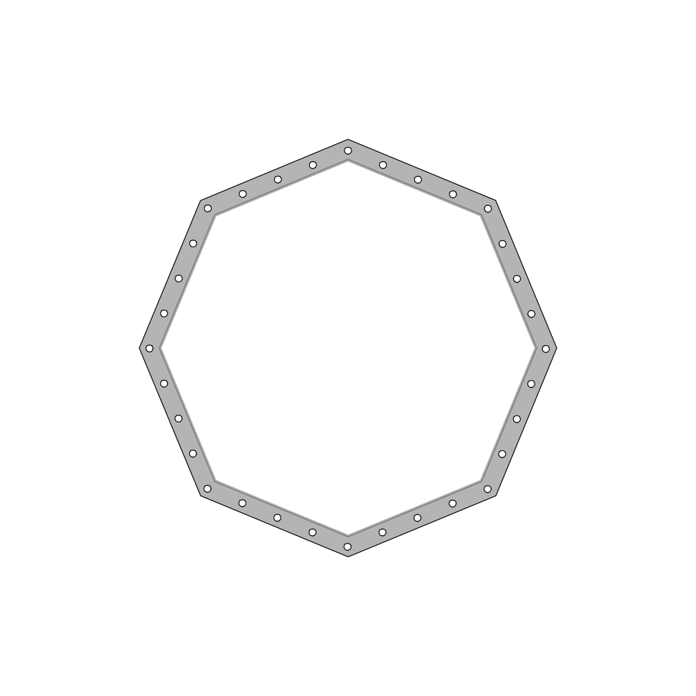 Bâche plate octogonale regulier en Protect 670 : La référence en matière de protection étanche Blanc RAL 9016 d'une dimension de 1.87m