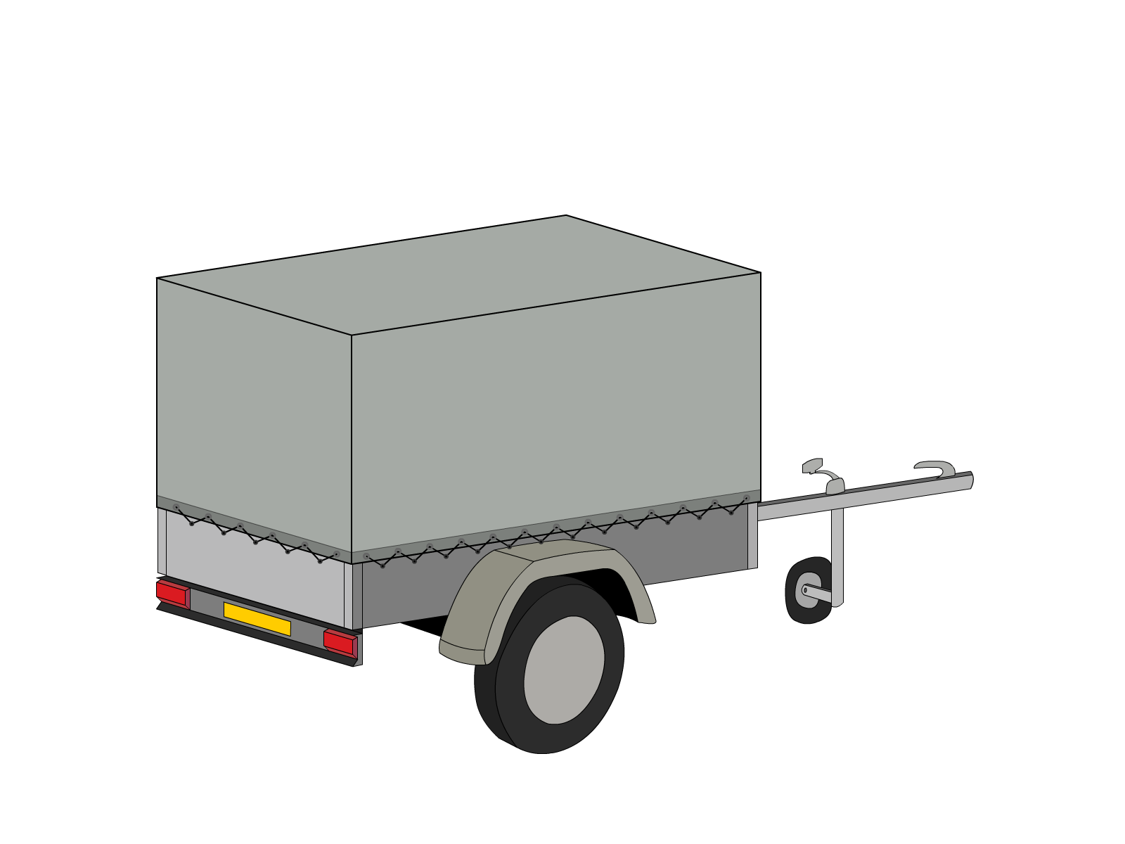 Bâche pour remorque bagagère Haute droite en Protect 670 : La référence en matière de protection étanche Gris clair RAL 7038