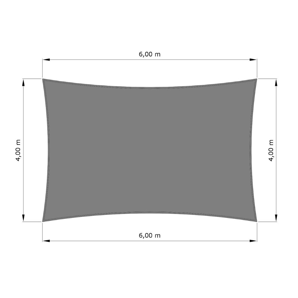 Voile d'ombrage standard ajourée rectangle Hydris 0458 Gris foncé d'une dimension de 4x6m