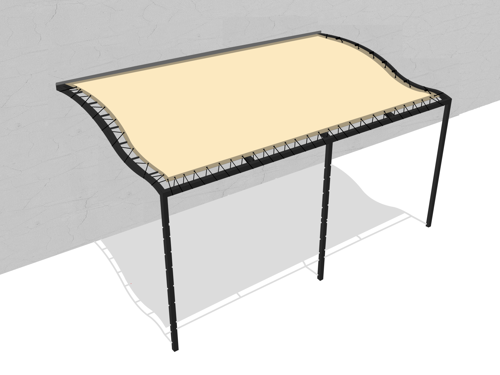 Bâche pour pergola métallique murale à vague en Flexlight Lodge 6002 630gr/m² Vanille 10387